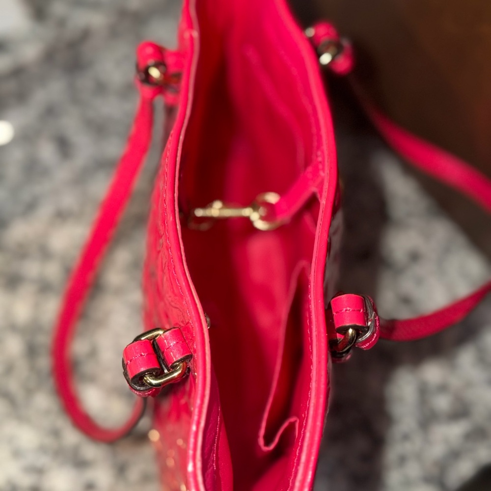 Coach Y2K Vibrant Pink Embossed Small Tote with Gold Accents - Picture 5 of 13